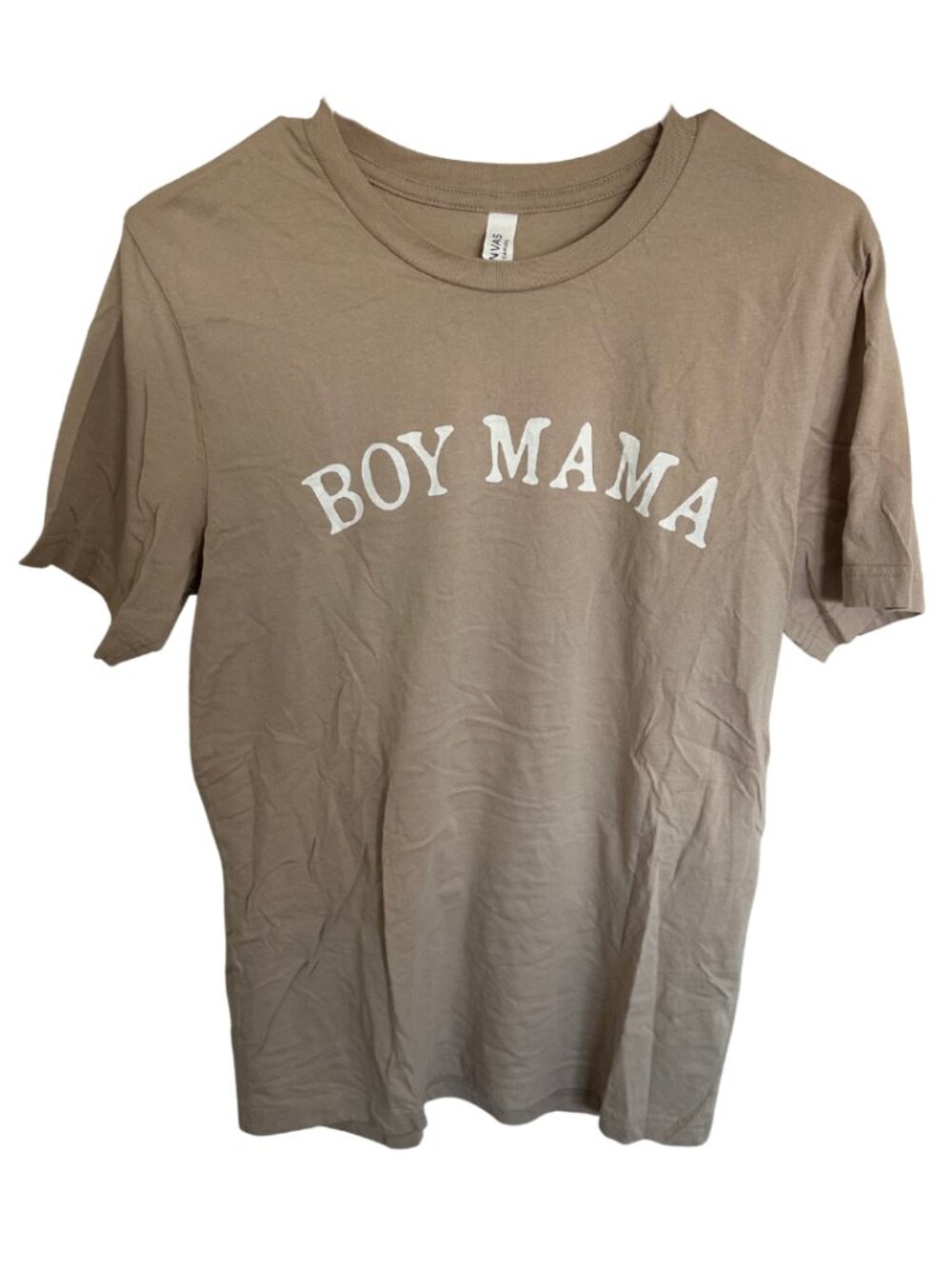 Boy Mama Tan Graphic T-Shirt (Size Medium)